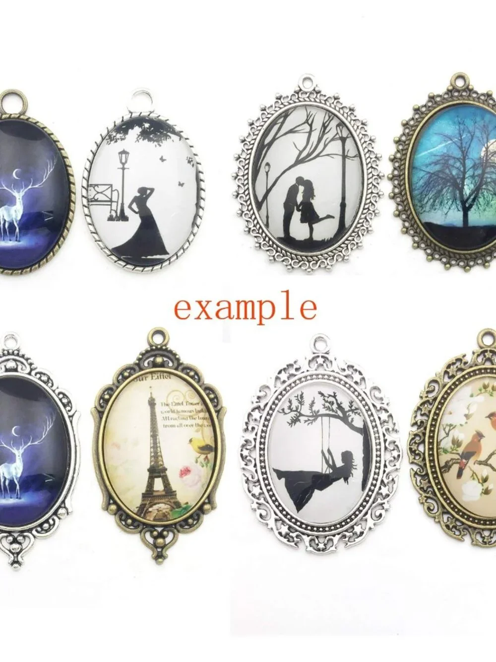 Youdiyla 10 Pendant Trays, 30x40mm, Blank Oval Cabochons Base Setting Bezel Fram